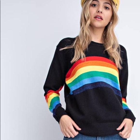 Davi Dani Black Rainbow Sparkle Sweater 